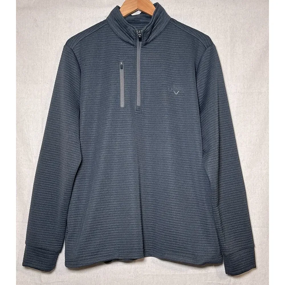 Callaway Men's Golf Pullover 1/4 Zip Opti Dri Quiet Shade Gray Long Sleeve Sz M
